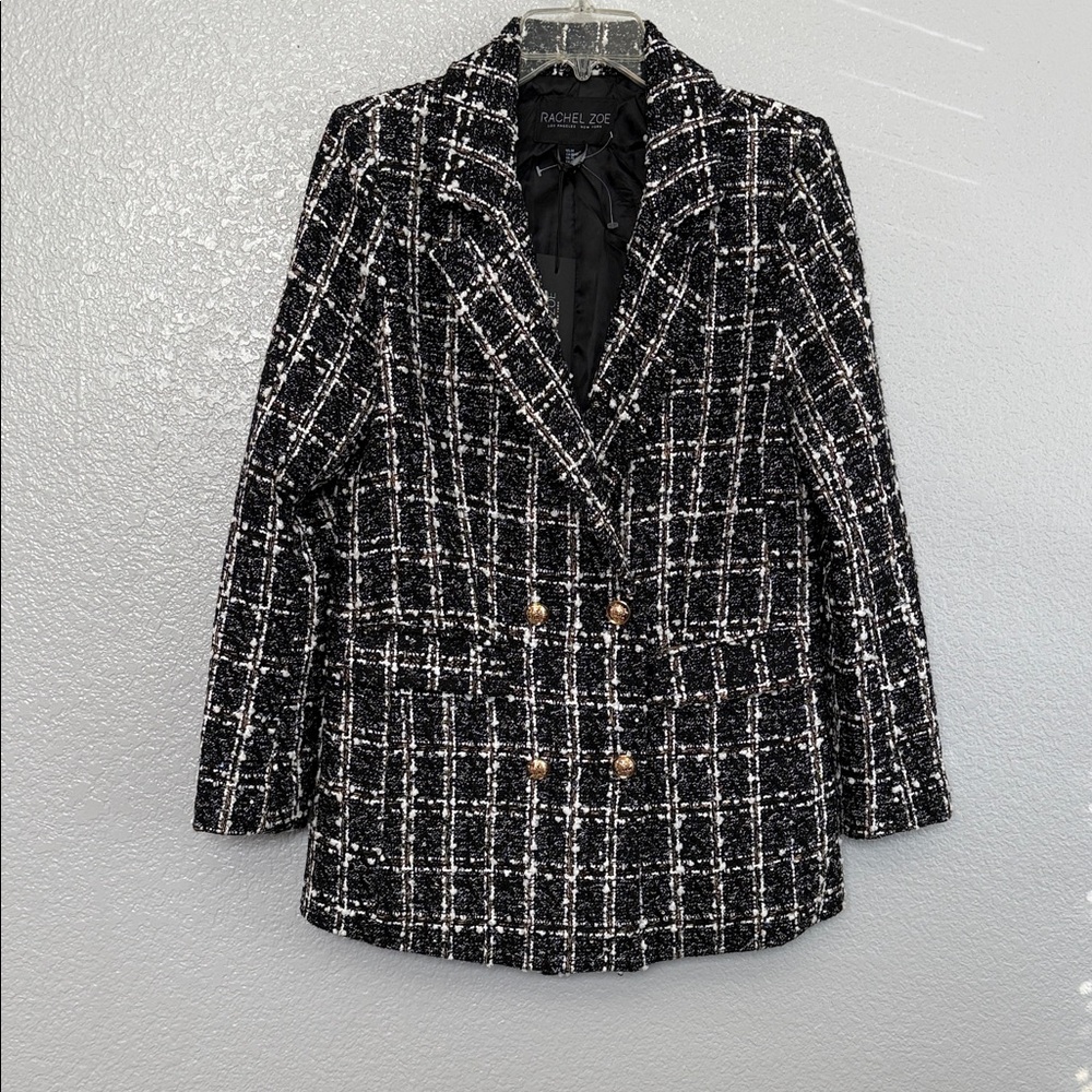 Rachel Zoe Monochrome Checkered Blazer Size Medium